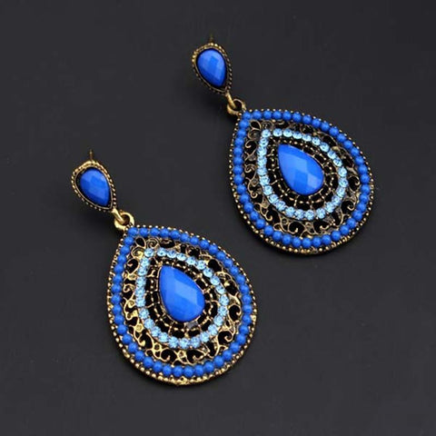Dangle Vintage Red Big Crystal Drop Earrings Wedding Earrings Jewelry-JW01441-Veeddydropshipping