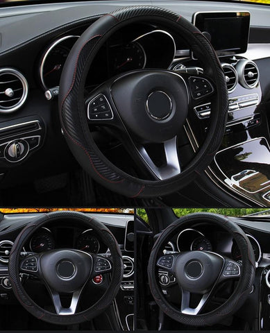 Wheel Cover Carbon Fiber Breathable Anti Slip PU Leather Universal-AM01293-Veeddydropshipping