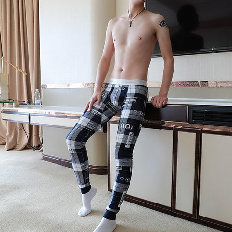 Pants Bottoms Winter Men Long Johns Thicken  Pajama Low Rise-MF01550-Veeddydropshipping