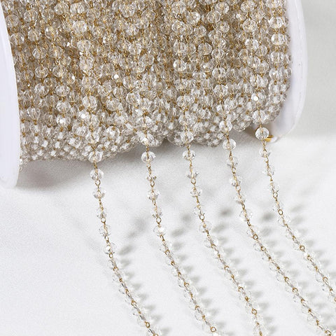 Crystal Stone Stainless Steel Chain for Chain Jewelry Making DIY-JW01587-Veeddydropshipping