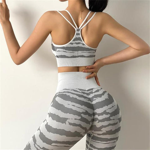 2023 Seamless Tiger Gym Booty Yoga Set Scrunch Squat Proof Leggings Yoga Pants -OS00880-Veeddydropshipping