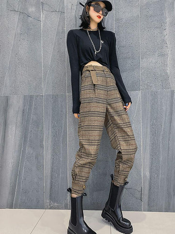 Vintage Back Elastic High Waist Pencil Pants-Veeddydropshipping