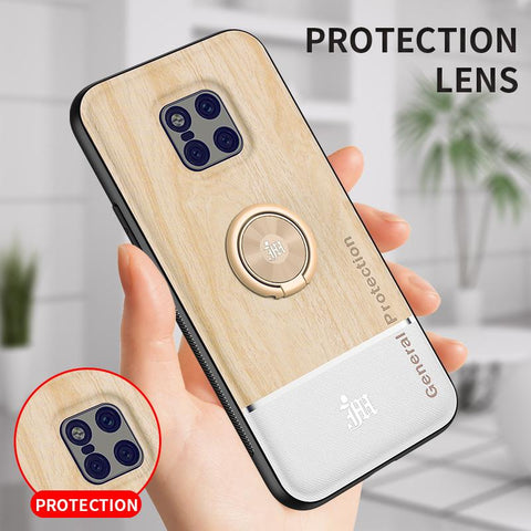 Bionic Wood Grain Mobile Phone Back Case For Huawei Mate 20 Pro Lite 20X Magnetic Adsorption Ring-PA00256-Veeddydropshipping