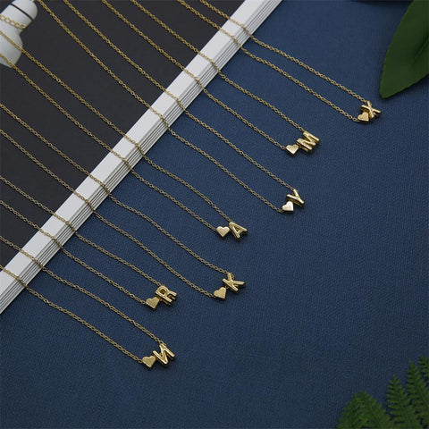 Heart A-Z Initial Letters Pendant Necklace For Women-JW01242-Veeddydropshipping