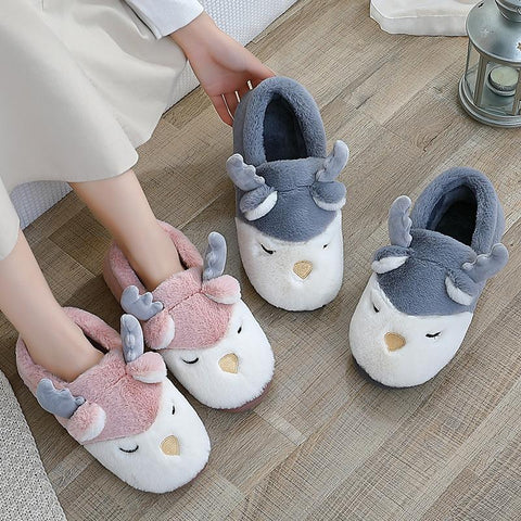 Cartoon Reindeer Non Slip Warm Men Bedroom Indoor Home-BS01246-Veeddydropshipping