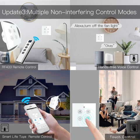 MOES New WiFi RF Smart Ceiling Fan Light Control Smart Life/Tuya APP-TI01127-Veeddydropshipping
