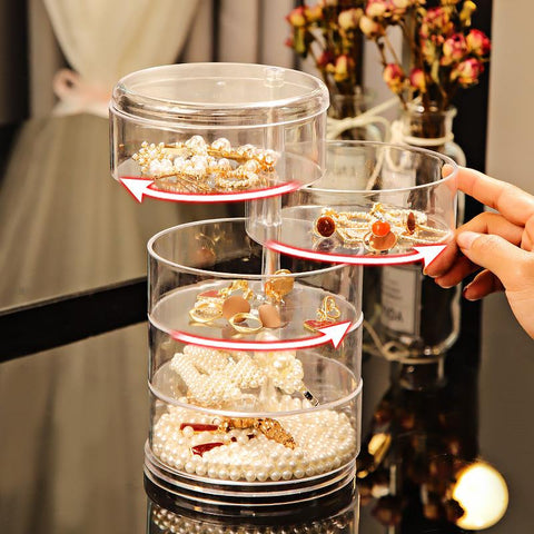 Rotating Jewelry Storage Box Makeup Storage Plastic Organizer Boxes -JW01685-Veeddydropshipping