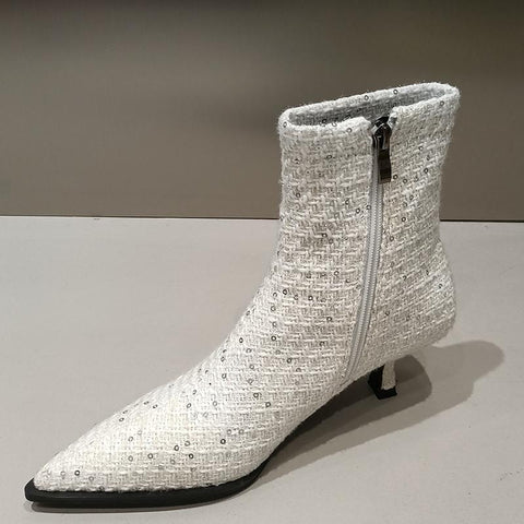 Pointed Toe Fashion Bling Ladies Modern Ankle Boots-BS00947-Veeddydropshipping