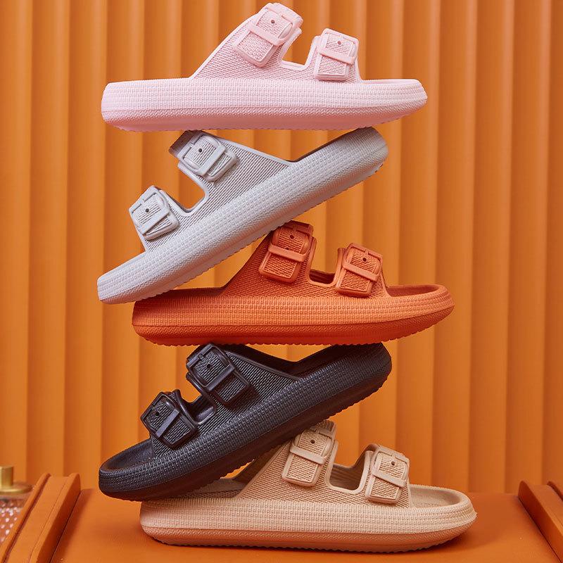 Fashion Buckle Soft Sole Pillow Slides Sandals Woman-BS01178-Veeddydropshipping