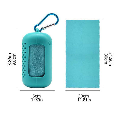 Quick Drying Microfiber Towel With Travel Silicone Bag Cold Feeling Sport Towels -OS00214-Veeddydropshipping