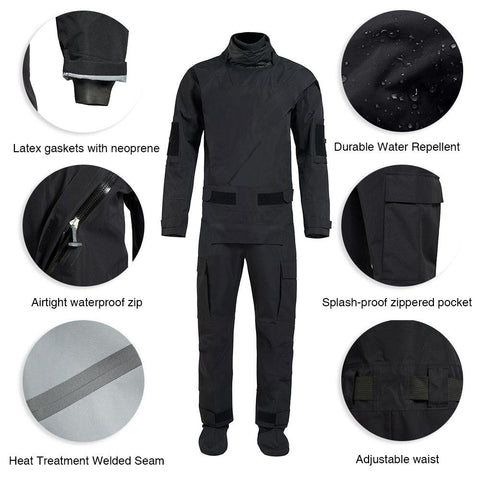 Men Diving Waterproof Drysuits Kayak Latex Cuff and Splash Collar Dry -OS00086-Veeddydropshipping