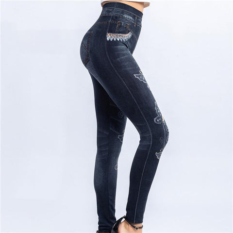 Women High Waist Fake Jeans-Veeddydropshipping