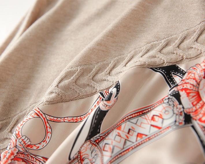 Neck Print Spliced Knitwear Pullovers Threaded Clothing-Veeddydropshipping