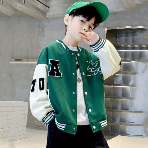 Kids Bomber Jacket Children Spring Autumn Letter Print Outerwear Boys-TB01179-Veeddydropshipping