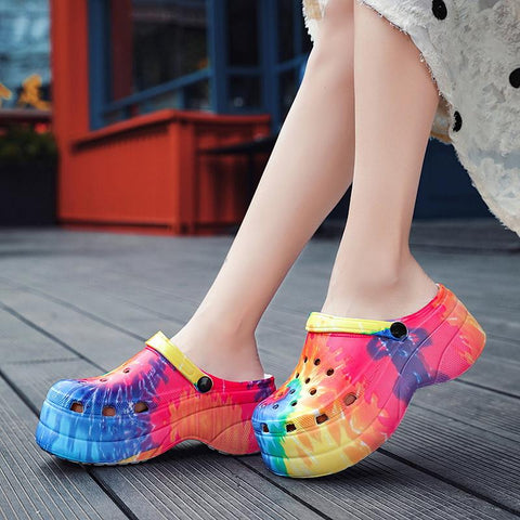 Heel Fashion Color Platform Sandals Women Clogs Leopard-BS01212-Veeddydropshipping
