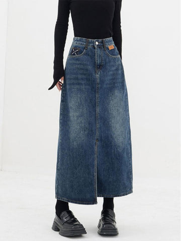 Vintage Wash Skirt Women High Waist-WF00646-Veeddydropshipping
