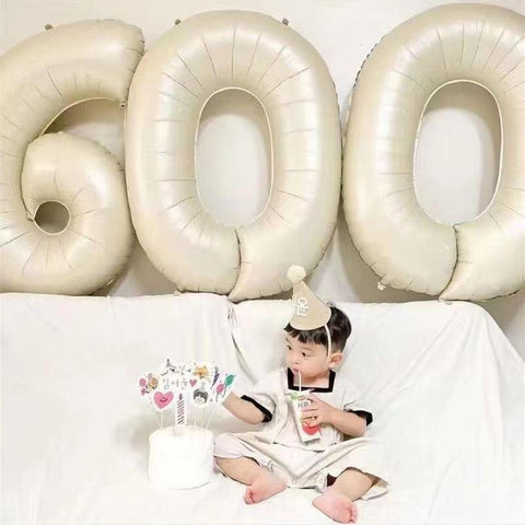 Cream Number Balloons with Crown-HA00592-Veeddydropshipping