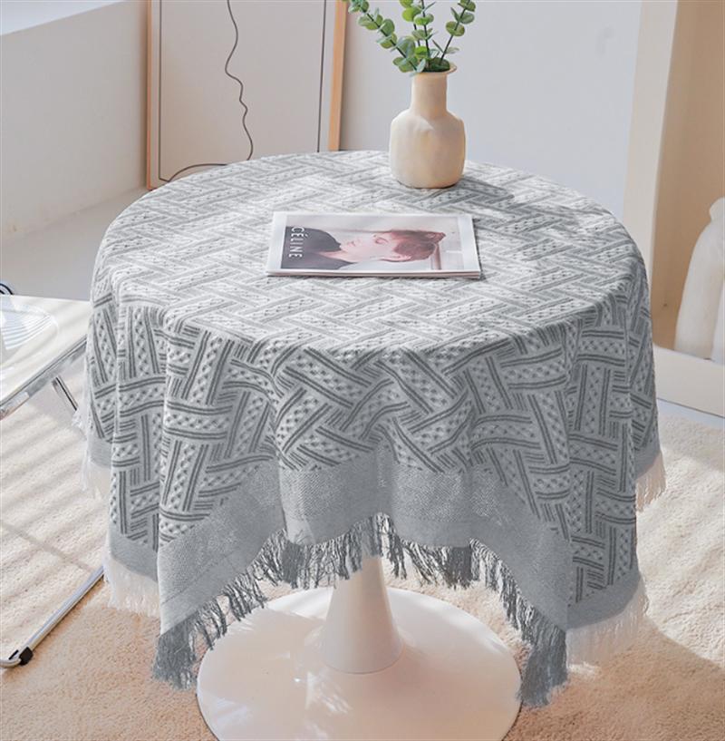 Franch Style Round Cotton Linen Quality Table Cover-HA00418-Veeddydropshipping