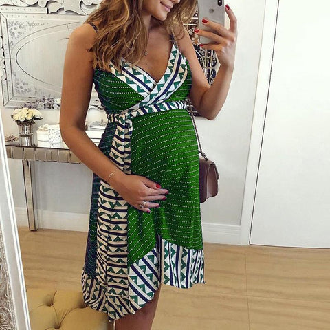 Pregnant Woman Dress Sexy Sleeveless Summer Maternity Sundress-TB00609-Veeddydropshipping