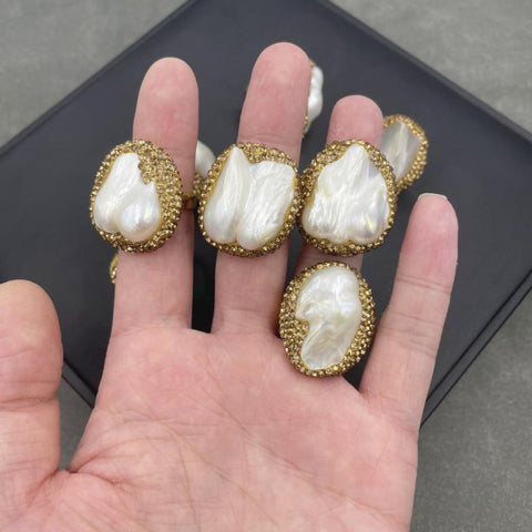 Natural Baroque freshwater pearl ring is the best jewelry gift -JW00402-Veeddydropshipping