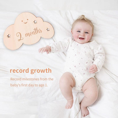 8PCS/set Wooden Baby Milestone Cards Cute Cloud Shape Milestone-TB00785-Veeddydropshipping
