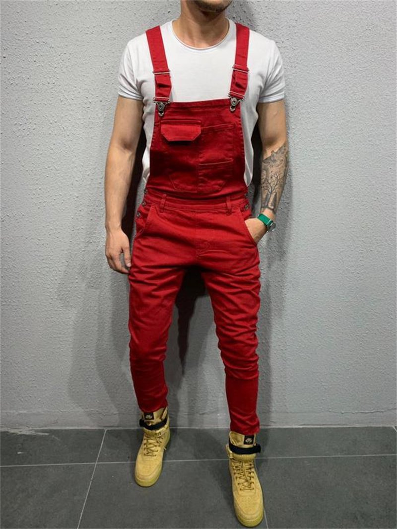 Button Splicing Suspender Pants Fashion Youth Casual-MF00512-Veeddydropshipping