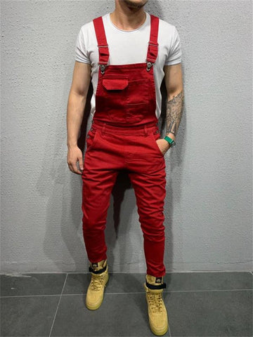 Button Splicing Suspender Pants Fashion Youth Casual-MF00512-Veeddydropshipping