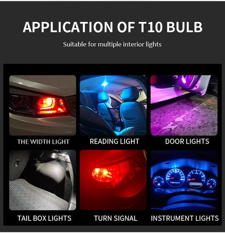 10X New W5W LED Canbus T10 Car Lights COB Glass Interior Parts-AM00034-Veeddydropshipping