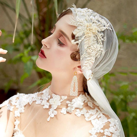 Wedding Accessories Floral Bridal Veils-WF01450-Veeddydropshippin