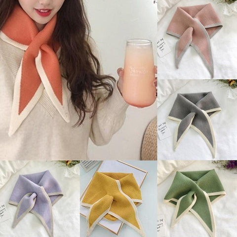 Woolen Knit Elastic Bow Warm Scarf-WF01189-Veeddydropshipping
