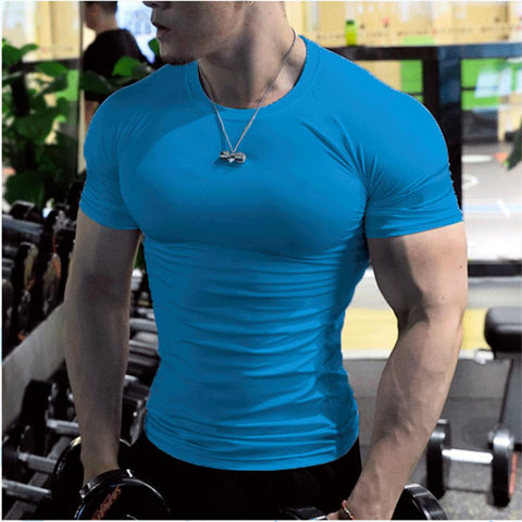 Summer Short Sleeve Fitness T-shirt Running Sports Fitness Muscle T-shirt Plus Size-Veeddydropshipping
