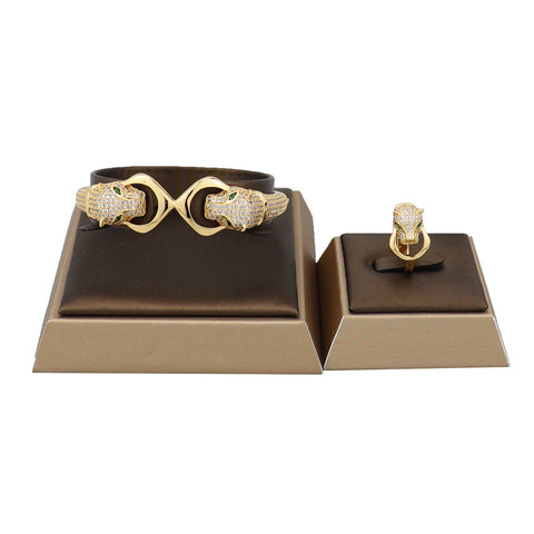 Luxury fashion classic leopard head bracelet with Ring Jewelry Set -JW00190-Veeddydropshipping
