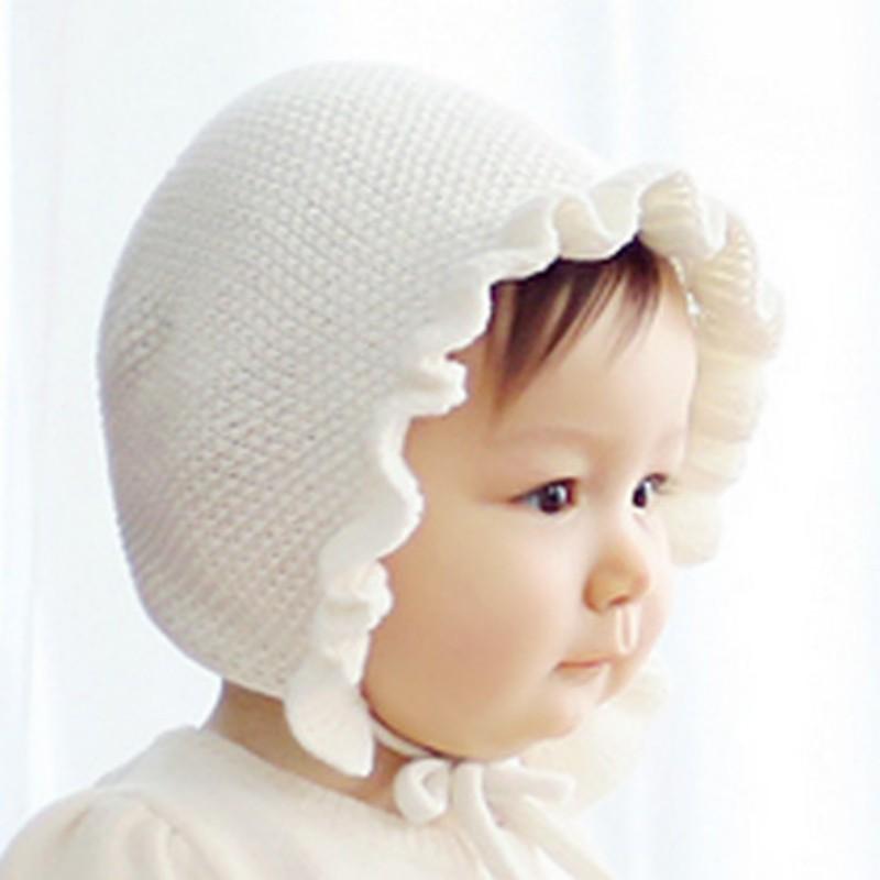 Spring Newborn Baby Hats Handmade Wool Ear Knitting Hats Monolayer Lotus-TB00464-Veeddydropshipping