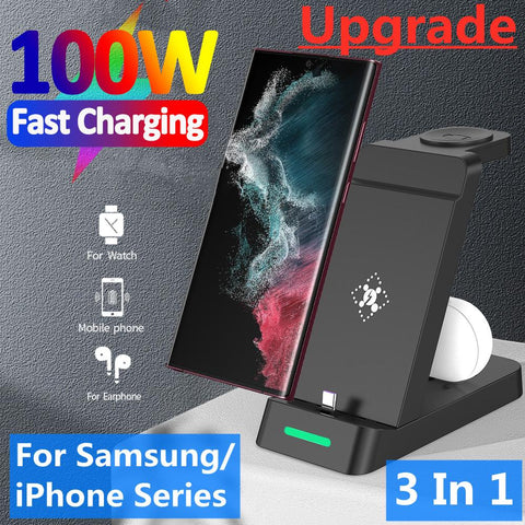 100W 4 in 1 Wireless Charger Stand For IPhone 14 13 12 11 X Samsung Apple Watch-PA01049-Veeddydropshipping