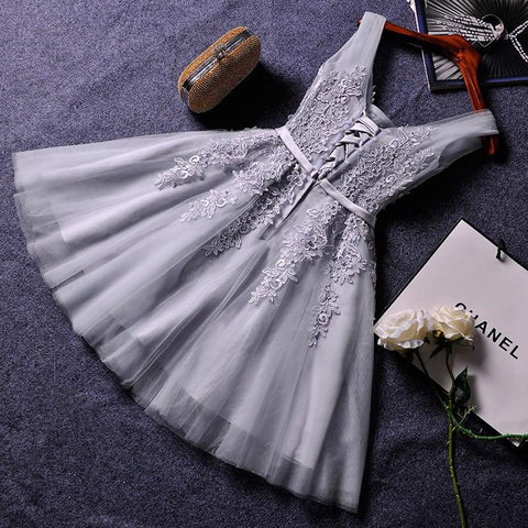 Elegant Sexy Prom Dress Short V Neck-WF01552-Veeddydropshipping