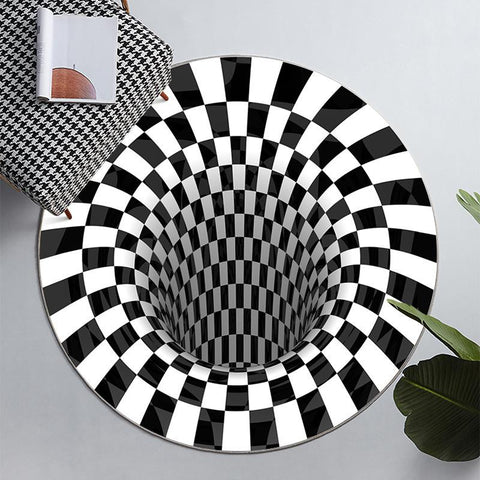Round Checkerboard Carpet Floor Mat-HA00488-Veeddydropshipping