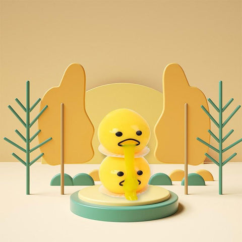 2 Pcs Squishy Puking Egg Yolk Stress Ball with Yellow Stress Toy-TB01507-Veeddydropshipping