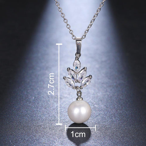 Classic Fashion  Zircon Pearl Earrings Necklaces Jewelry Sets   -JW00365-Veeddydropshipping