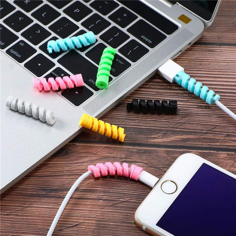 10 Pcs Spiral Cable Protector Silicone Data Line Protective Winder For Iphone Android USB Charging-PA00859-Veeddydropshipping