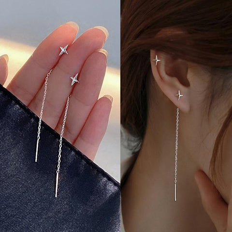 Pearl Long Earrings Female Moon Star Flower Rhinestone  -JW00163-Veeddydropshipping