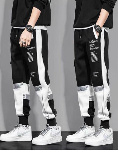 Casual Men Ribbons Harem Jogging Letter Pants Male-Veeddydropshipping