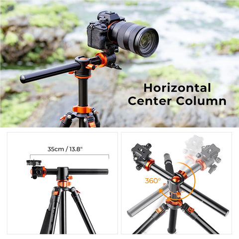 Concept 73 Inch/186cm Aluminium Camera Tripod with Transverse Center Column -CE00289-Veeddydropshipping