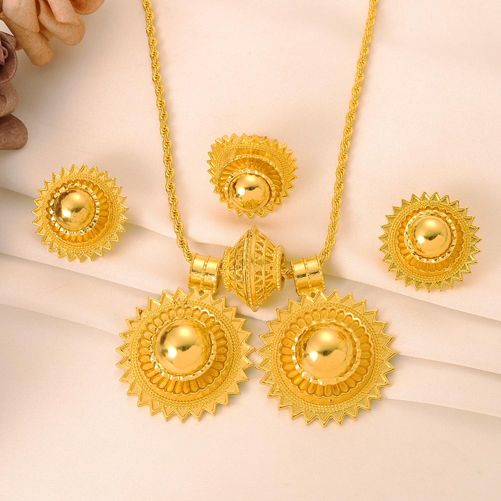 Gold Plated Fashion Ethiopian Jewelry Sets  -JW00363-Veeddydropshipping