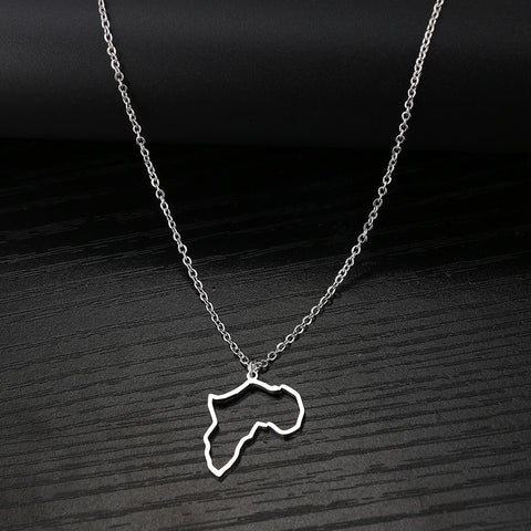 Stainless Steel Necklaces Africa Map Dainty Jewelry Girls Gifts-JW01289-Veeddydropshipping