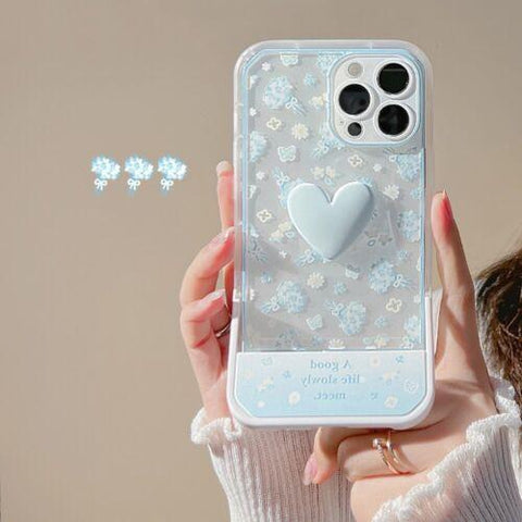 Girls Cute 3D Love Heart Kickstand Phone Case For iPhone 11 13 12 Pro Max XR 8 7-PA00121-Veeddydropshipping
