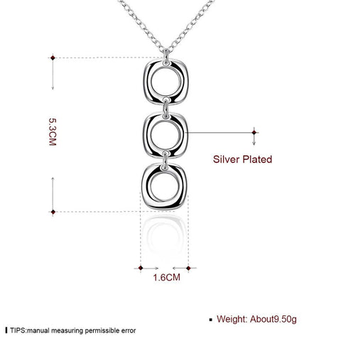 925 Sterling Silver Round Square Necklace Earring Set  -JW00227-Veeddydropshipping