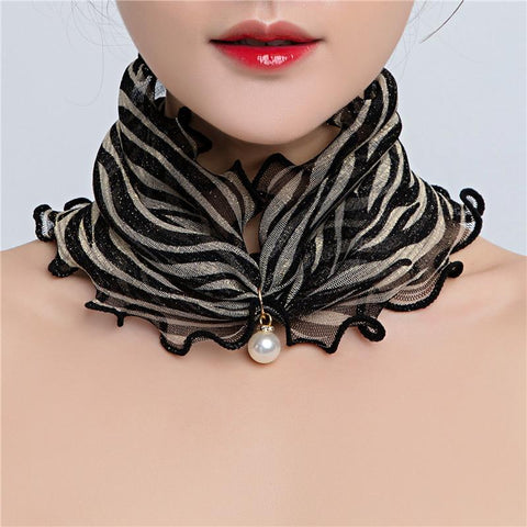 Elegant Chiffon Ruffle Fake Collar Scarf-WF01344-Veeddydropshipping