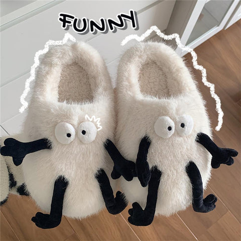 Cute Little Black Ball Plush Soft Comfortable Soft Shoes Ladies-BS01271-Veeddydropshipping