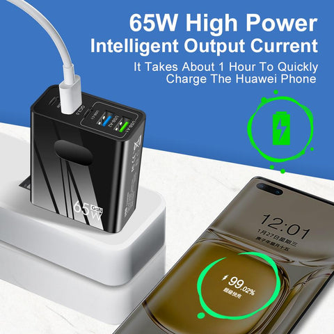 GaN 65W USB C Charger PD Type C Fast Charging 5 Ports Wall Adapter For iPhone-PA00373-Veeddydropshipping