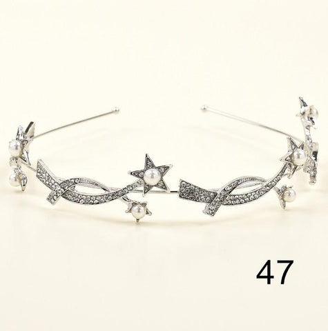 Flower Diamante Crystal Pearl Headband Rhinestone Wedding  -JW00538-Veeddydropshipping